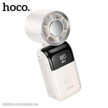 พัดลมพกพา HOCO HX606 พับได้ 90° ปรับแรงลม 100 ระดับ ความเร็วรอบ 20000 RPM แบตเตอรี่ 3000MAH พร้อมสายคล้องคอ_2